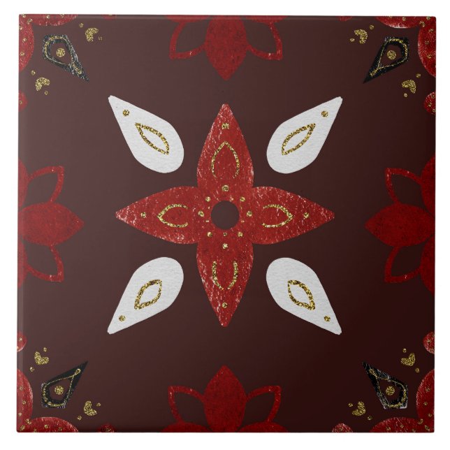 Christmas Folk Nordic Art Fliese (Vorderseite)