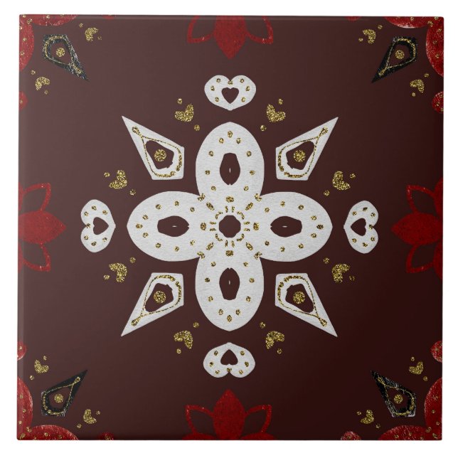 Christmas Folk Nordic Art Fliese (Vorderseite)