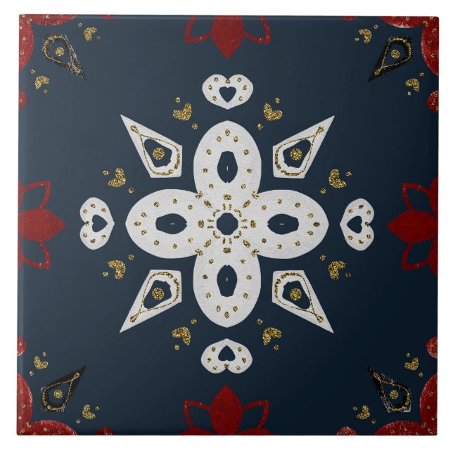 Christmas Folk Nordic Art Fliese (Vorderseite)