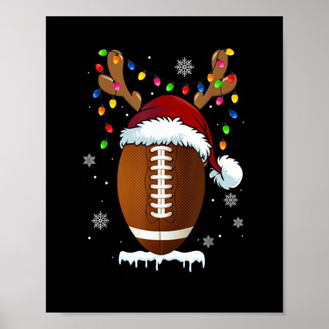 Christmas Football Ball Lights Funny Boys Men Spor Poster (Vorne)