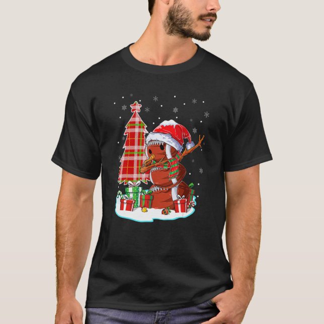 Christmas Football Ball Snowman Dabbing Santa Hat  T-Shirt (Vorderseite)