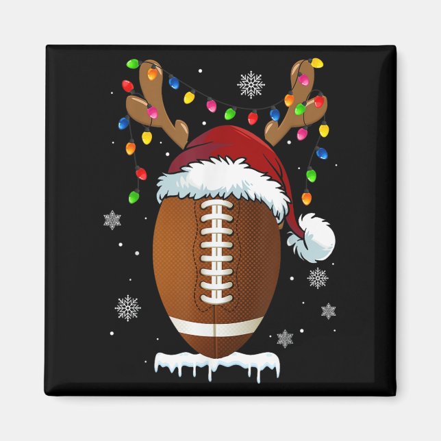 Christmas Football Ball Xmas Lights Funny Boys Men Magnet (Vorne)