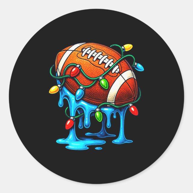 Christmas Football Drip Ice Cream Dripng  Runder Aufkleber (Vorderseite)
