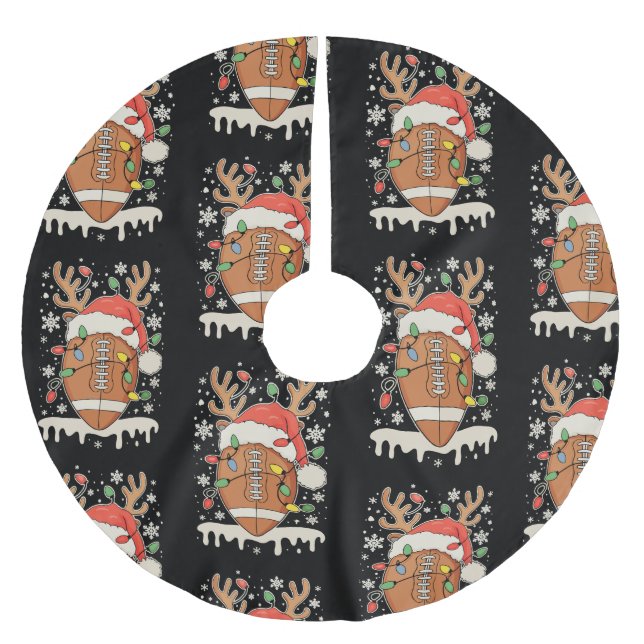 Christmas Football Santa Hat Reindeer Xmas Lights Polyester Weihnachtsbaumdecke (Vorderseite)