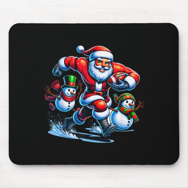 Christmas Football Santa Playing Football  Mousepad (Vorne)