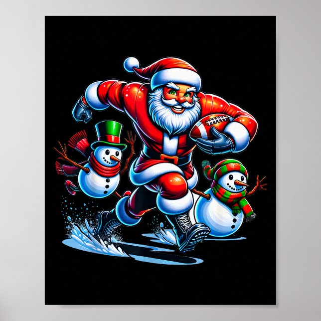 Christmas Football Santa Playing Football  Poster (Vorne)