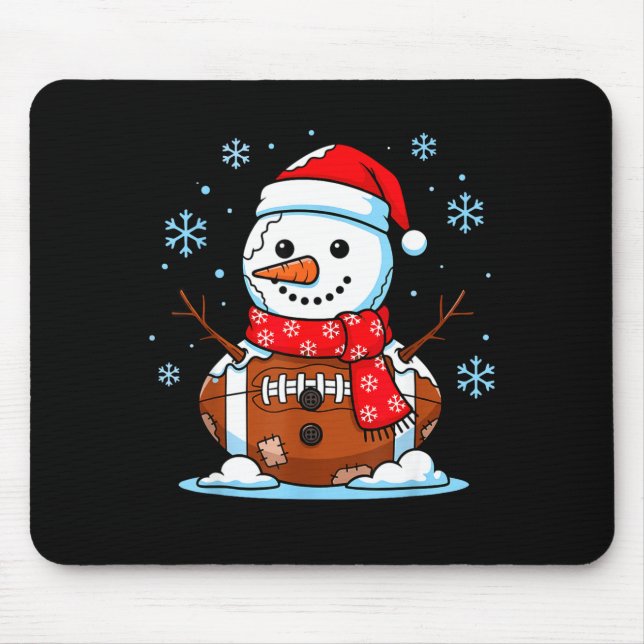 Christmas Football Snowman Kids Football Christmas Mousepad (Vorne)