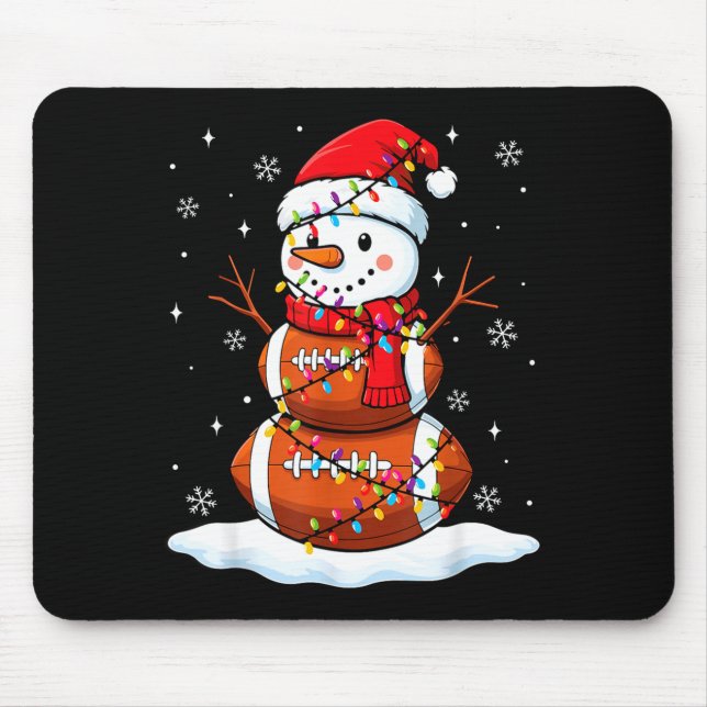 Christmas Football Snowman Kids Football Christmas Mousepad (Vorne)