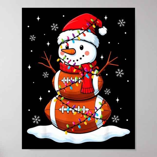 Christmas Football Snowman Kids Football Christmas Poster (Vorne)