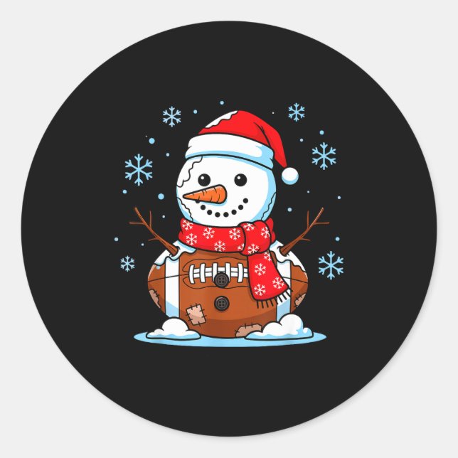 Christmas Football Snowman Kids Football Christmas Runder Aufkleber (Vorderseite)