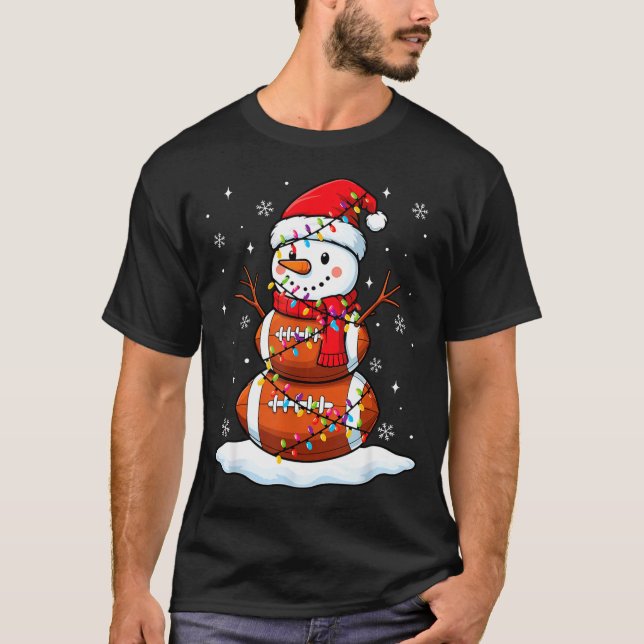Christmas Football Snowman Kids Football Christmas T-Shirt (Vorderseite)