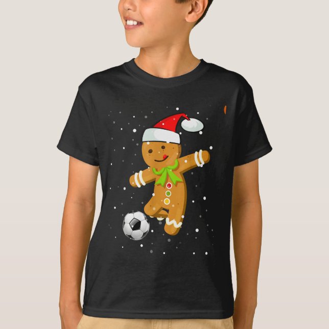 Christmas Football Soccer Gingerbread Player  T-Shirt (Vorderseite)