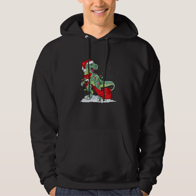 Christmas for men women kids Santa Dinosaur Hoodie (Vorderseite)