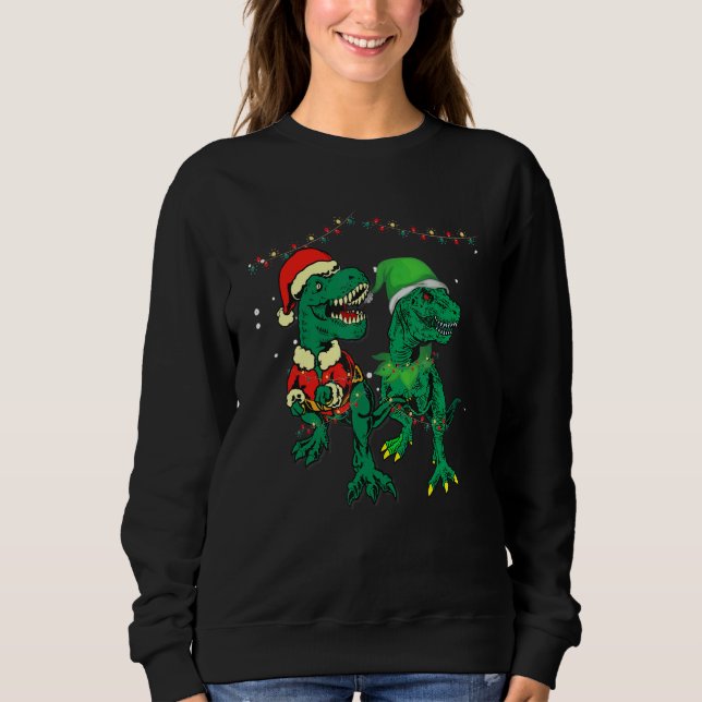 Christmas for men women kids Santa ELF Dinosaur Sweatshirt (Vorderseite)