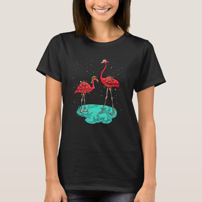 Christmas for men women kids Santa ELF Flamingo T-Shirt (Vorderseite)