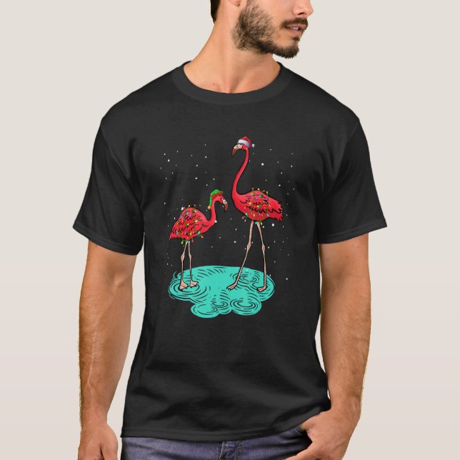 Christmas for men women kids Santa ELF Flamingo T-Shirt (Vorderseite)