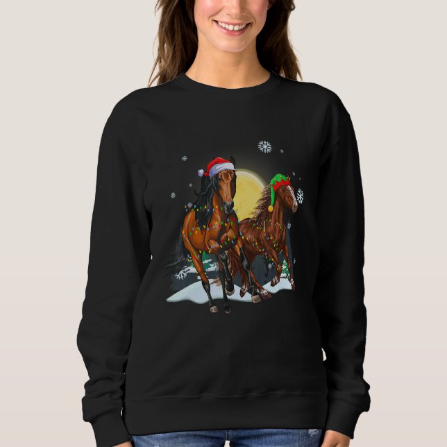Christmas for men women kids Santa ELF Horse Sweatshirt (Vorderseite)