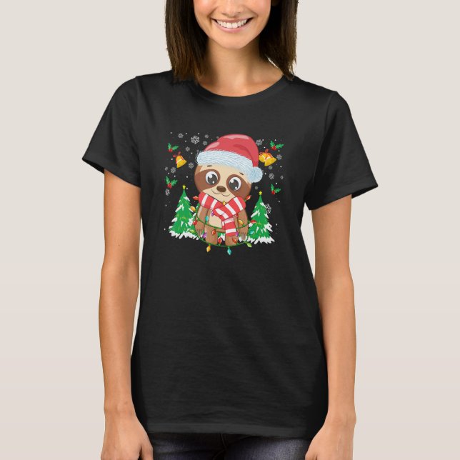 Christmas For Men Women Kids Santa Sloth T-Shirt (Vorderseite)