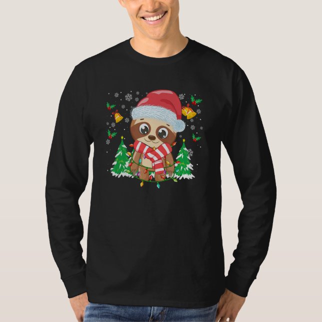 Christmas For Men Women Kids Santa Sloth T-Shirt (Vorderseite)