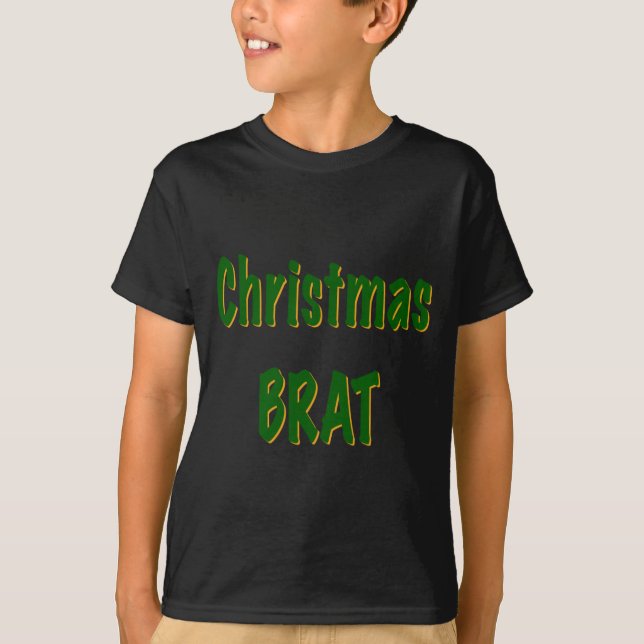 Christmas Forest Green Gold Brat On Red T Shirt  (Vorderseite)