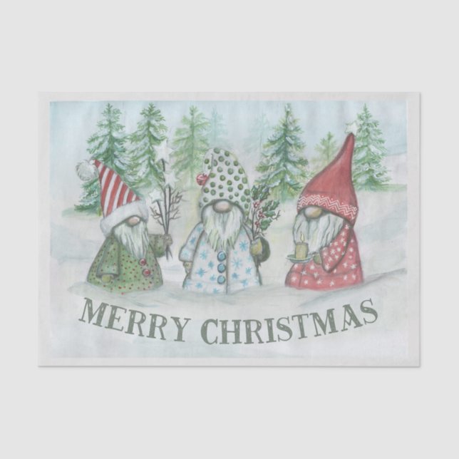 Christmas Forested Gnomes Seidenpapier (Vorderseite)