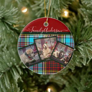 CHRISTMAS FOTO GIFT - Anderson Tartan Collage Keramik Ornament