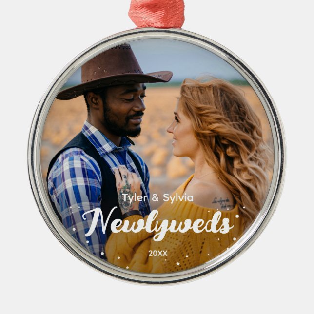 Christmas Foto Newlyweds Ornament Aus Metall (Vorne)