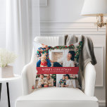 Christmas Foto Throw Kissen<br><div class="desc">Weihnachts Foto Kissen werfen. Dieses niedliche und einzigartige Nusscracker Frohe Weihnachten oder Happy Holidays werfen Kissen bietet schöne handgemalte Wasserfarbe Muskeln Spielzeug rund um einen dekorierten Weihnachtsbaum mit Text und vier Fotos für die Personalisierung auf einem roten Hintergrund. Finden Sie passende Artikel in der WeihnachtsnachtsNutcracker Kollektion.</div>