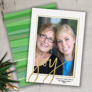 Christmas Foto Vertical - Script Gold JOY - Folien Feiertagskarte