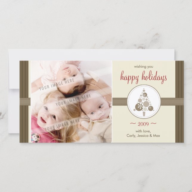 CHRISTMAS FOTOKARTE: Moderner Spottenbaum 6 Feiertagskarte (Vorderseite)