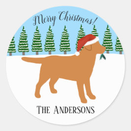 Christmas Fox Red Labrador Weihnachtsmannmütze Runder Aufkleber
