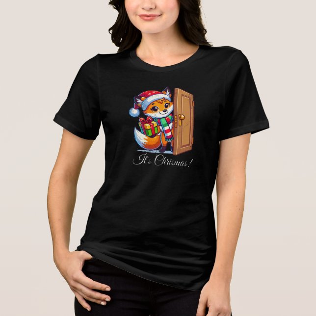 Christmas Fox Tri-Blend-Shirt Tri-Blend Shirt (Vorderseite)