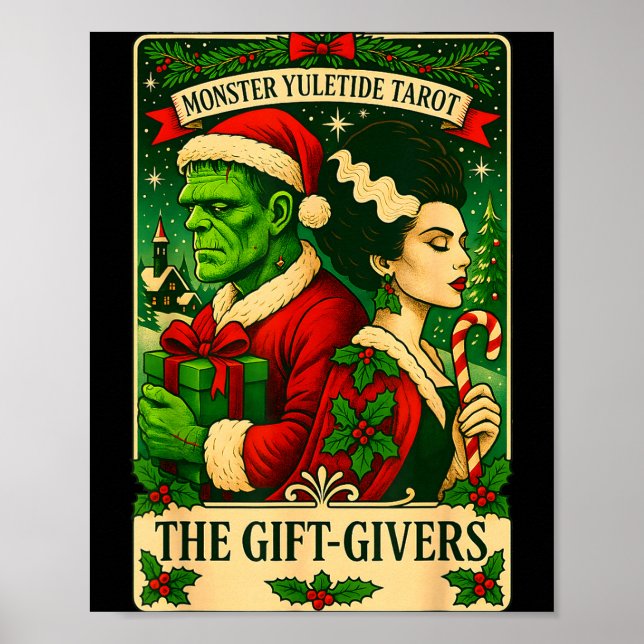 Christmas Frankenstein And Bride The Lovers Tarot  Poster (Vorne)