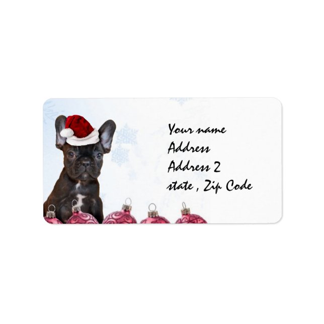 Christmas French Bulldog Adressaufkleber (Vorne)