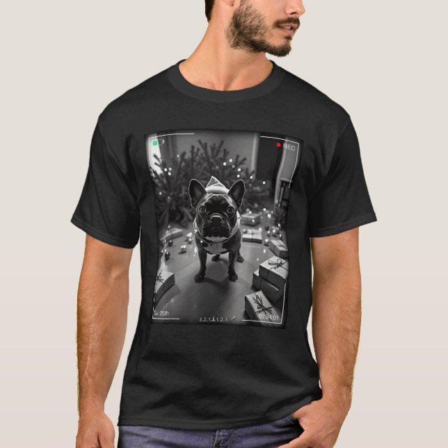 Christmas French Bulldog Caught On Camera  T-Shirt (Vorderseite)