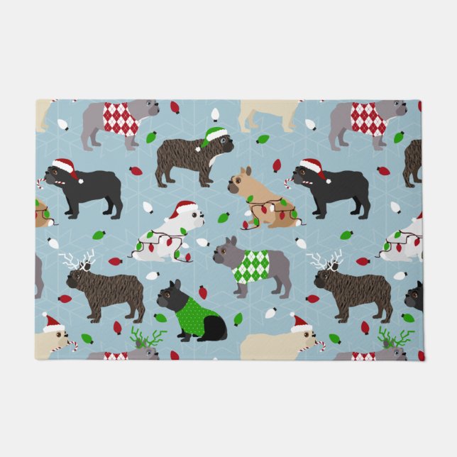 Christmas French Bulldog Doormat Fußmatte (Vorderseite)