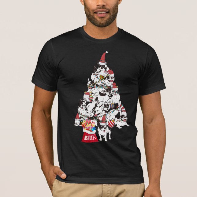 Christmas French Bulldog Doppy Niedlich T-Shirt (Vorderseite)