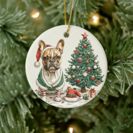 Christmas French Bulldog Elf Dog Keramik Ornament