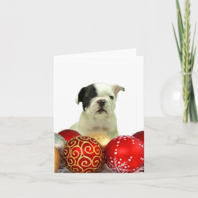 Christmas French Bulldog Feiertagskarte (Vorderseite)