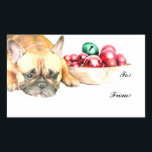 Christmas French Bulldog Rechteckiger Aufkleber<br><div class="desc">Add text or upload your own image</div>