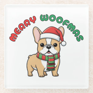 Christmas French Bulldog Untersetzer: Frohe Woofma Glasuntersetzer