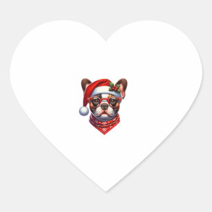 Christmas French Bulldog Weihnachtsmannmütze Frenc Herz-Aufkleber