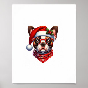 Christmas French Bulldog Weihnachtsmannmütze Frenc Poster