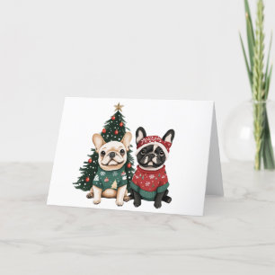 Christmas French Bulldogs Feiertagskarte
