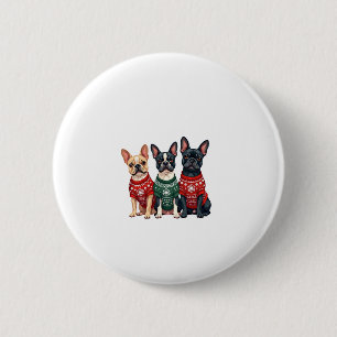 Christmas French Bulldogs Xmas Frenchie Dog Men Wo Button