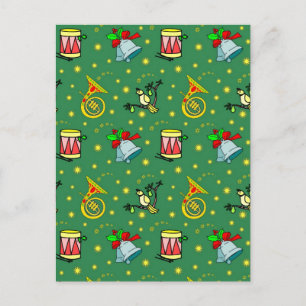 Christmas, French Horns and Magenta Drums Feiertagspostkarte