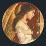 Christmas Fresco Angel Runder Aufkleber<br><div class="desc">Dieser Gegenstand ist mit einem wunderschönen Weihnachtsfreskengel illustriert. Das Originalwerk wurde auf eine verputzte Oberfläche gemalt,  die das Aussehen eines Renaissancefreskons verleiht. Die Arbeit hat ein Vintages präraphaelite Gefühl.</div>