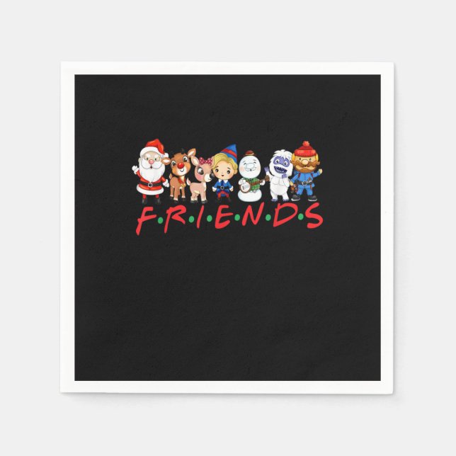 Christmas Friends Santa Rudolph Snowman Family Xma Serviette (Vorderseite)