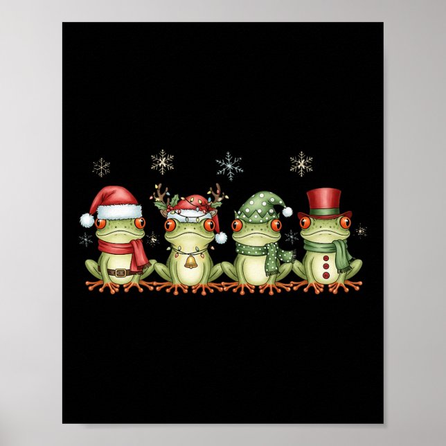 Christmas Frog Funny Men Women Kids Cute Hoppy Xma Poster (Vorne)