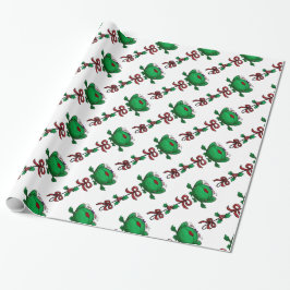 Christmas Frog Mistletoe Ribbon Muster Geschenkpapier